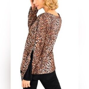 Joseph Ribkoff Leopard Zipper Sleeve Top